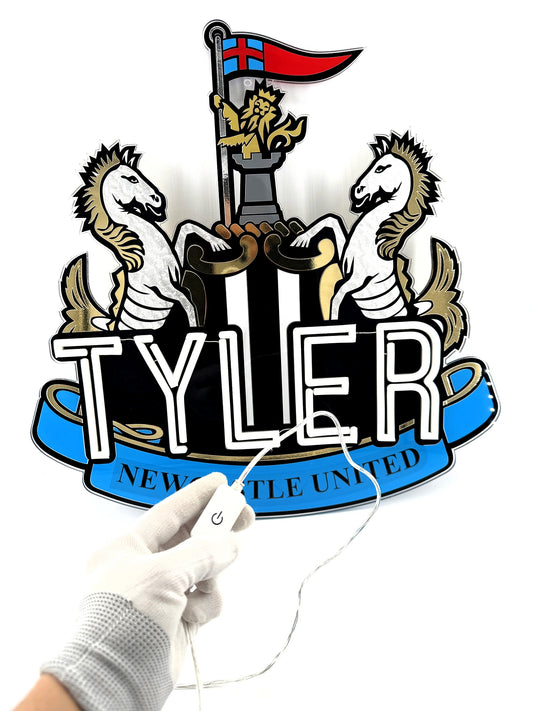 Newcastle United Personalised Neon Name Badge