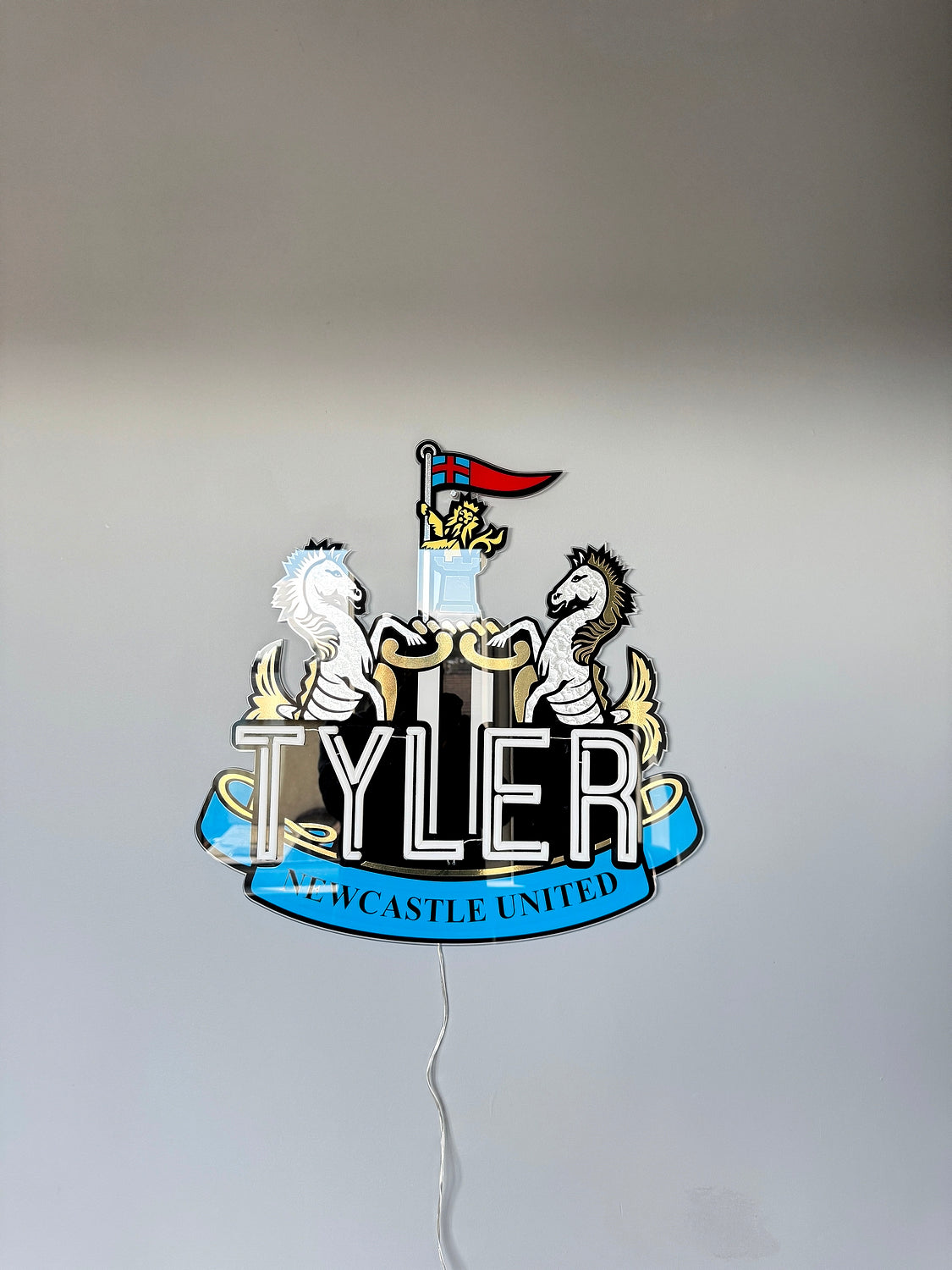 Newcastle United Personalised Neon Name Badge