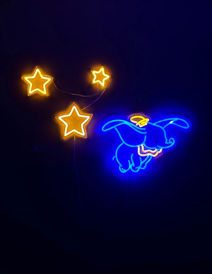 Dumbo Disney Neon Sign, Luminous Stars